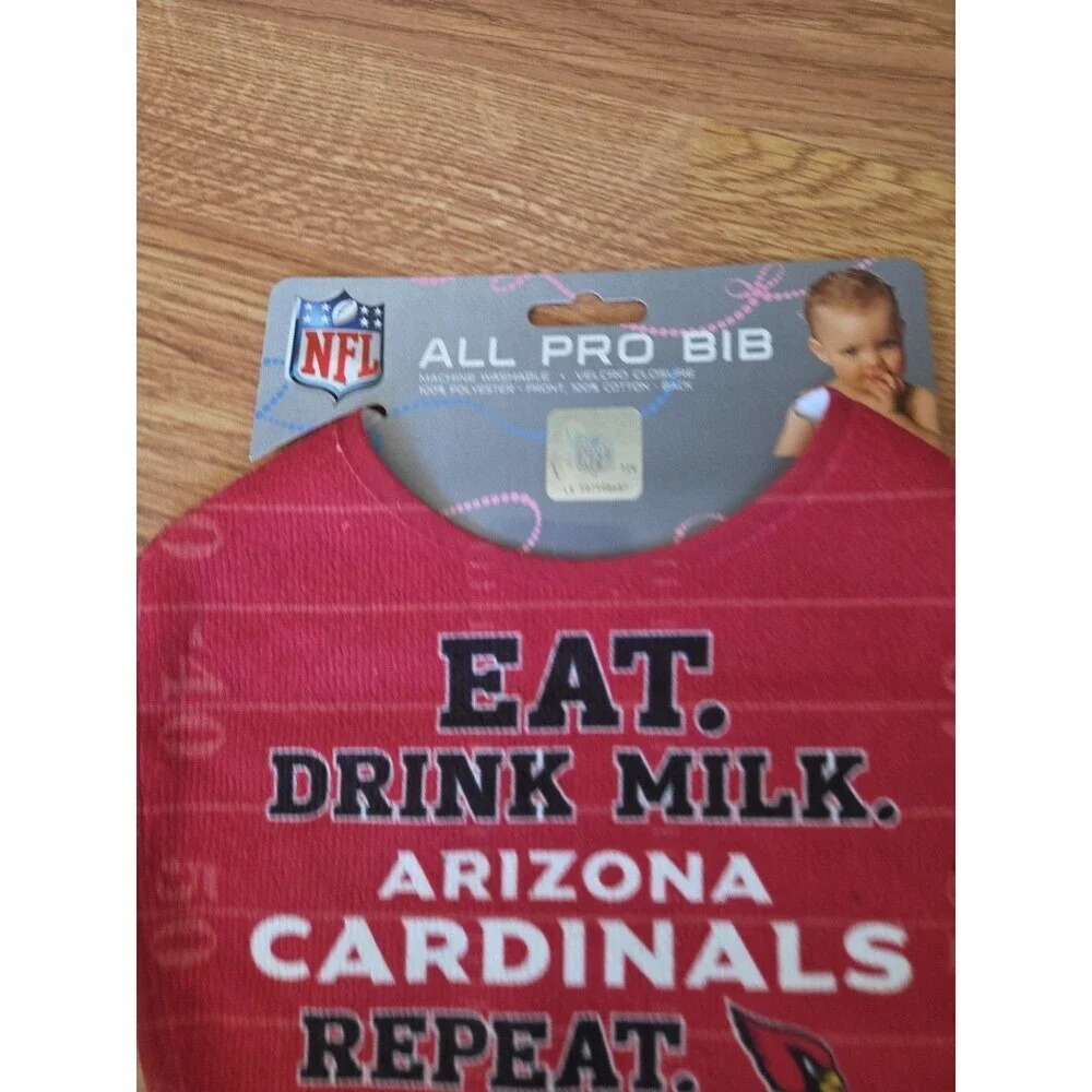 NFL Arizona Cardinals Baby Bib Eat Drink Milk ALL PRO BIB Red Football NWT